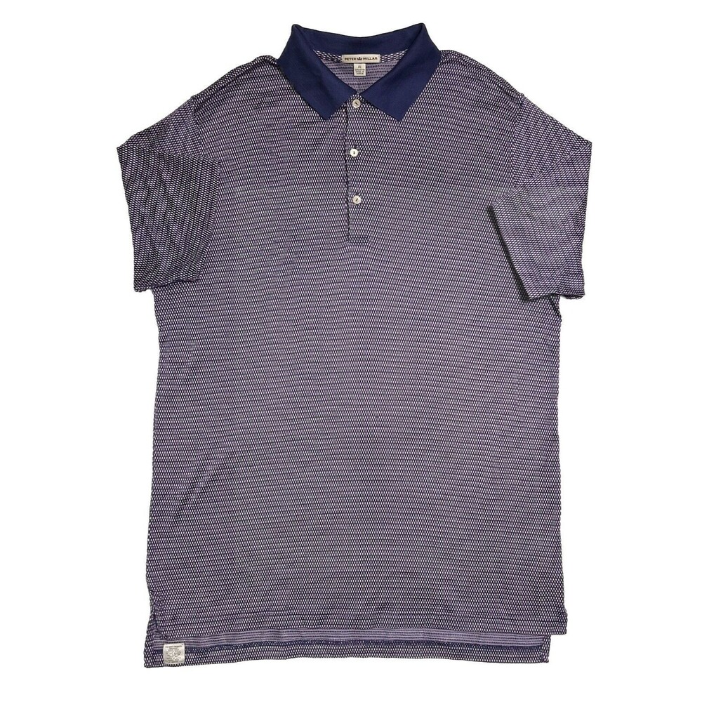 Peter Millar Polo Shirt Men XL Purple Geometric Performance Golf Cotton